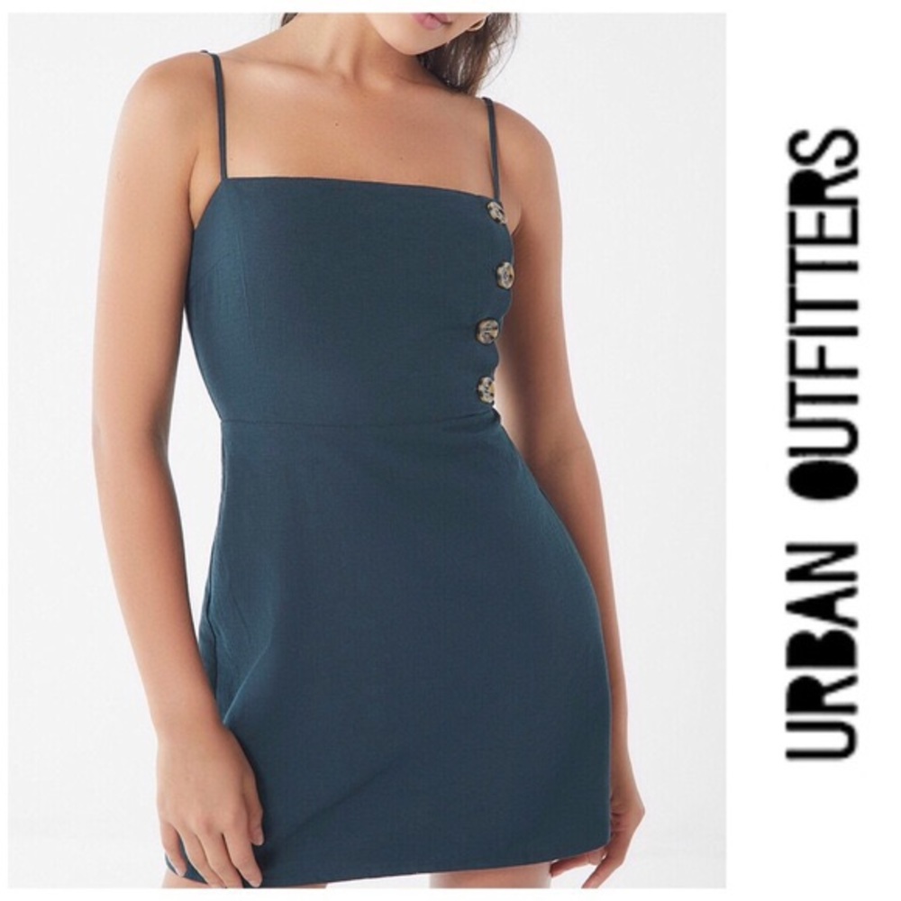 Urban Outfitters Teal Linen Mini Dress